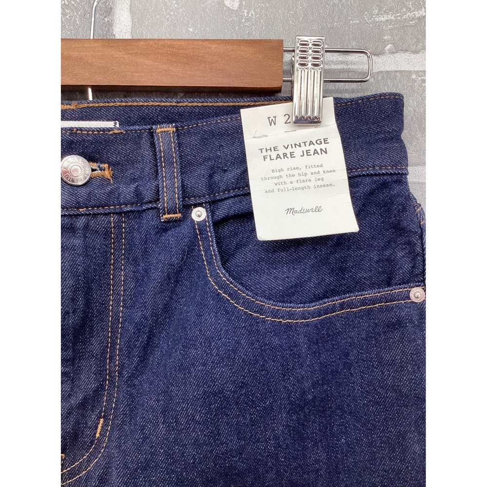 Madewell The Vintage Flare Jean High Rise Dark Wash Denim NW586 Size 28P - Picture 4 of 8